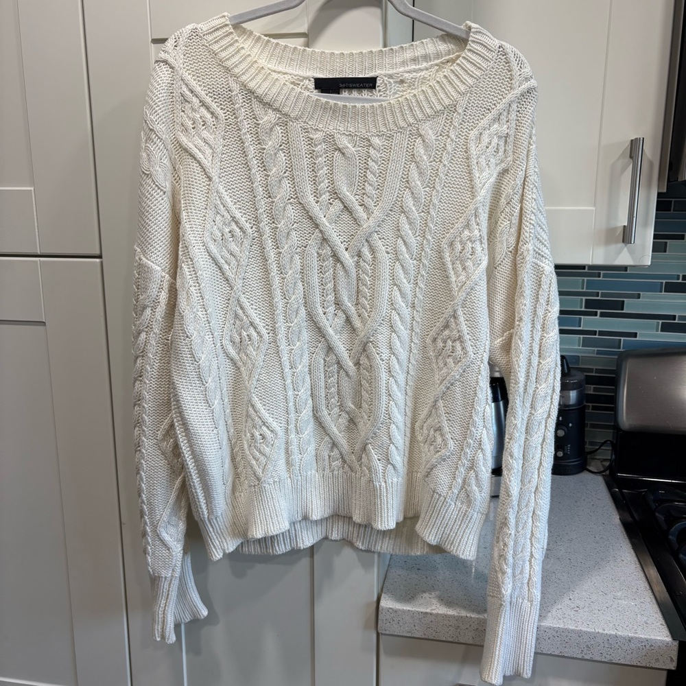 360 Sweater cable knit white sweater - Picture 2 of 6